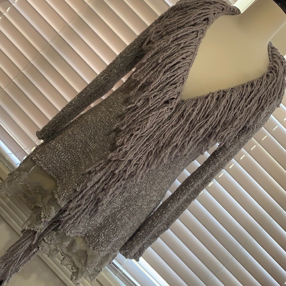 Shabby chic knit cardigan with crochet lace detail